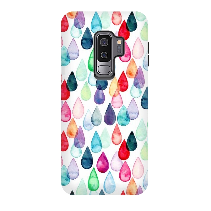 Galaxy S9 plus StrongFit Watercolour Rainbow Drops by Tangerine-Tane