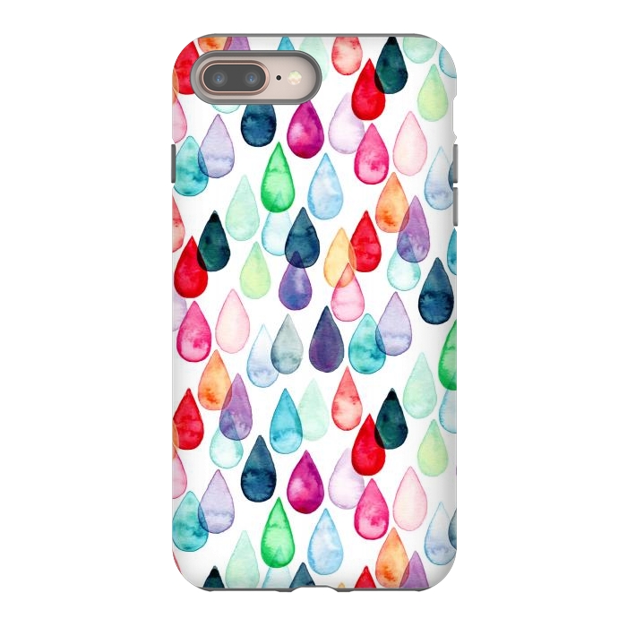 iPhone 8 plus StrongFit Watercolour Rainbow Drops by Tangerine-Tane