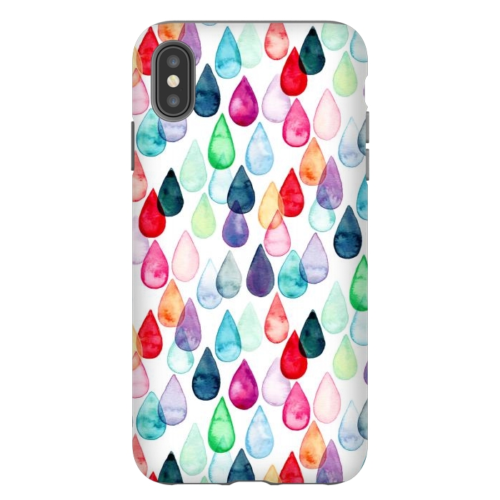 iPhone Xs Max StrongFit Watercolour Rainbow Drops by Tangerine-Tane