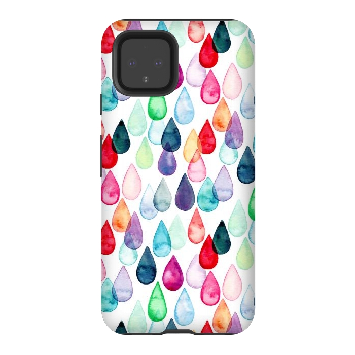 Pixel 4 StrongFit Watercolour Rainbow Drops by Tangerine-Tane