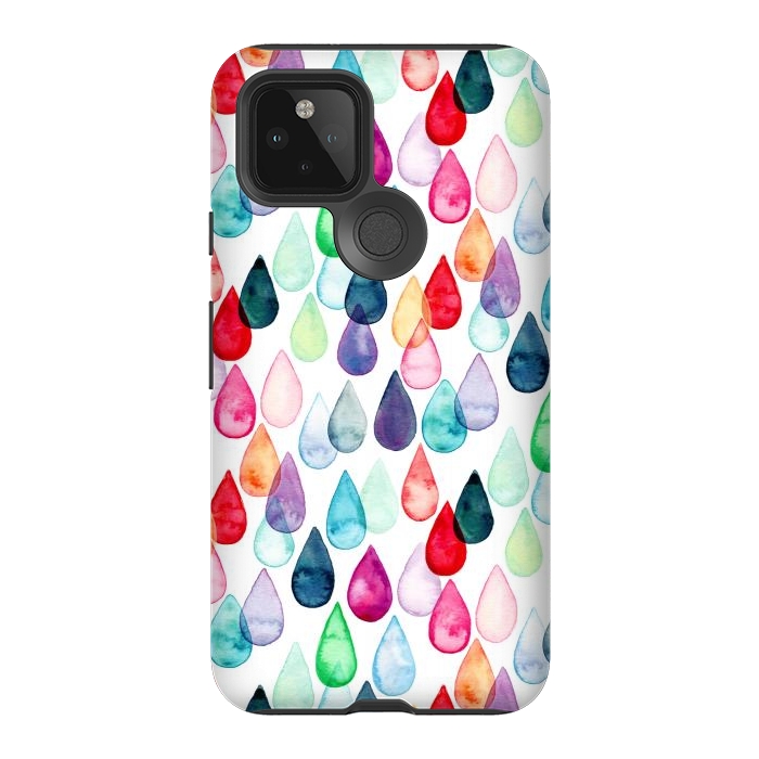 Pixel 5 StrongFit Watercolour Rainbow Drops by Tangerine-Tane