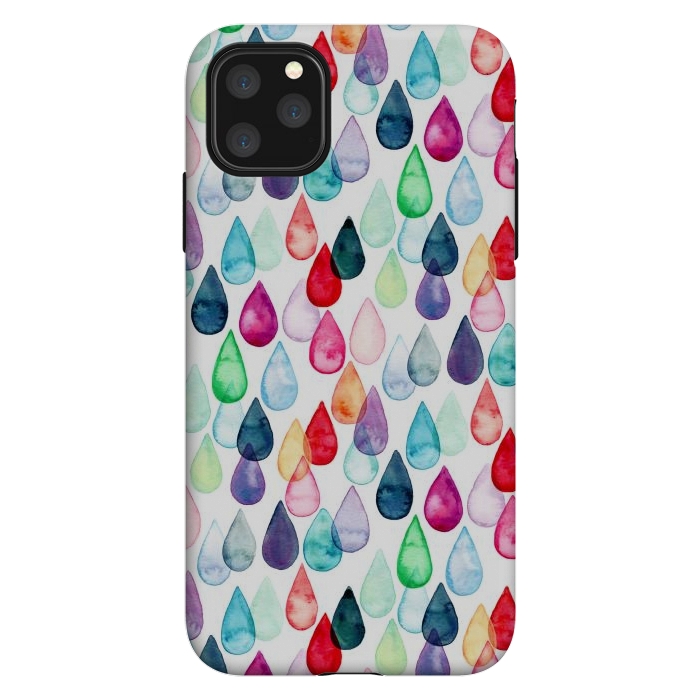iPhone 11 Pro Max StrongFit Watercolour Rainbow Drops by Tangerine-Tane