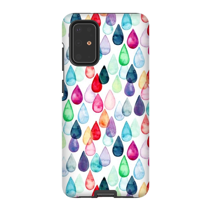 Galaxy S20 Plus StrongFit Watercolour Rainbow Drops by Tangerine-Tane