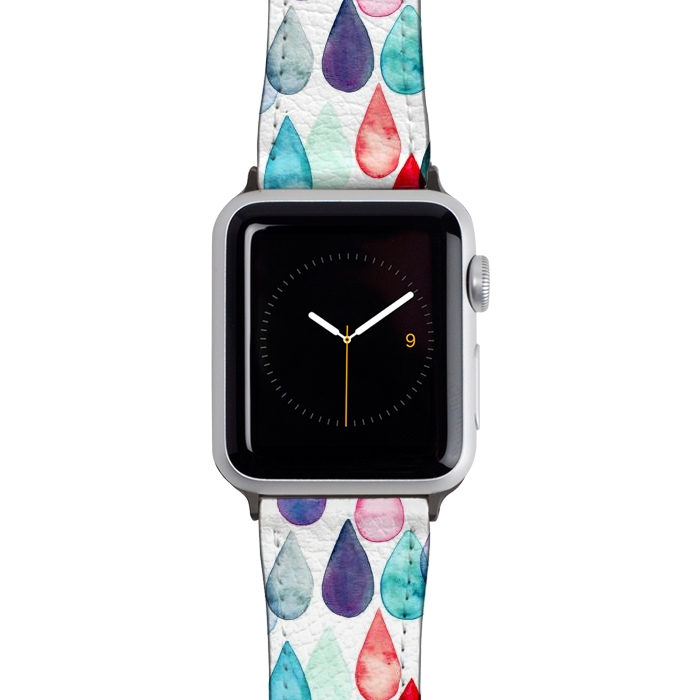 Watch 38mm / 40mm Strap PU leather Watercolour Rainbow Drops by Tangerine-Tane