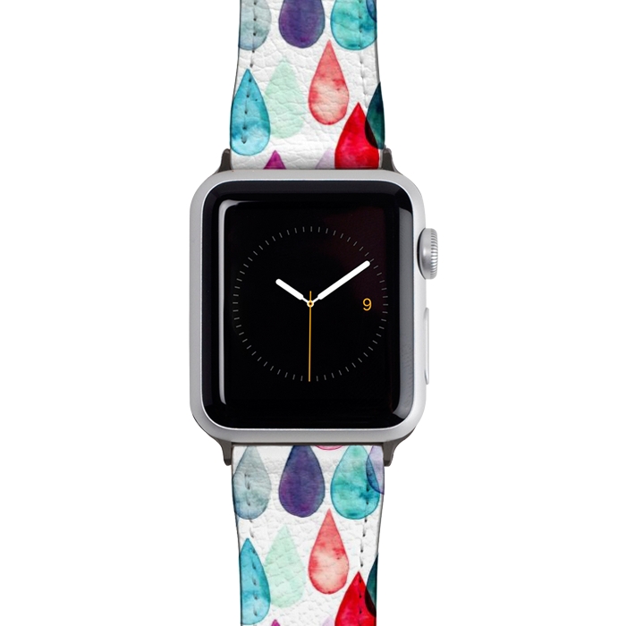 Watch 42mm / 44mm Strap PU leather Watercolour Rainbow Drops by Tangerine-Tane