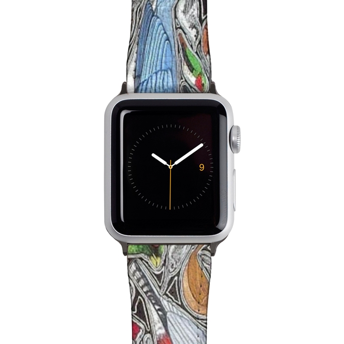 Watch 42mm / 44mm Strap PU leather Birds of Costa Rica by Chloe Yzoard