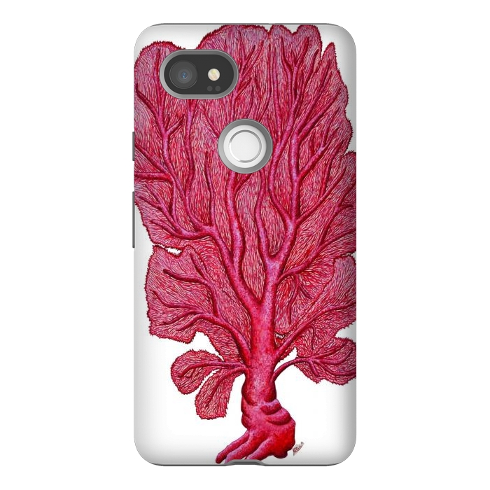 Pixel 2XL StrongFit Pink Red Coral Gorgona by Chloe Yzoard