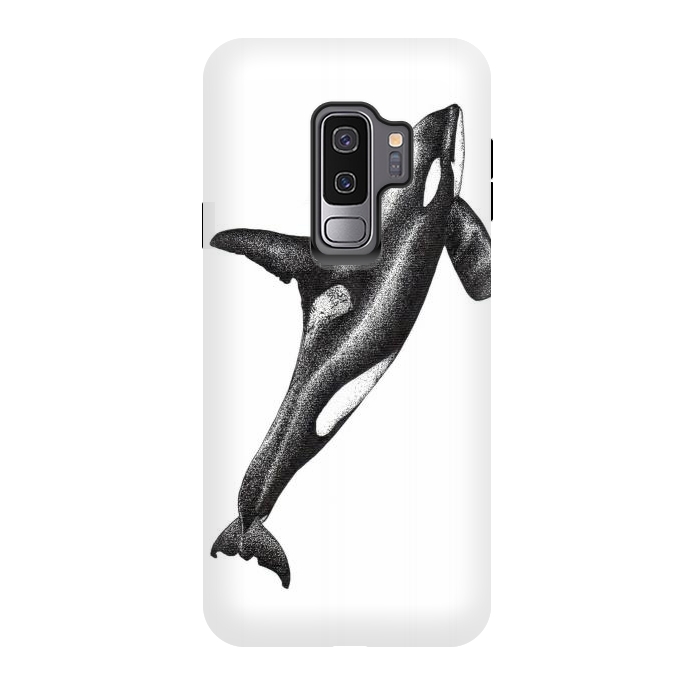 Galaxy S9 plus StrongFit Orca killer whale ink art by Chloe Yzoard