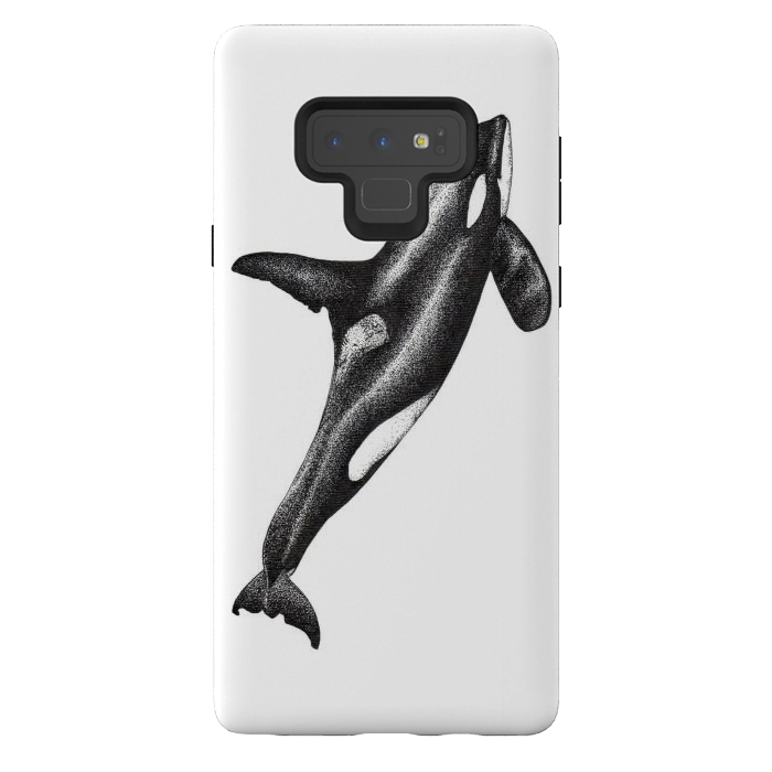 Galaxy Note 9 StrongFit Orca killer whale ink art by Chloe Yzoard
