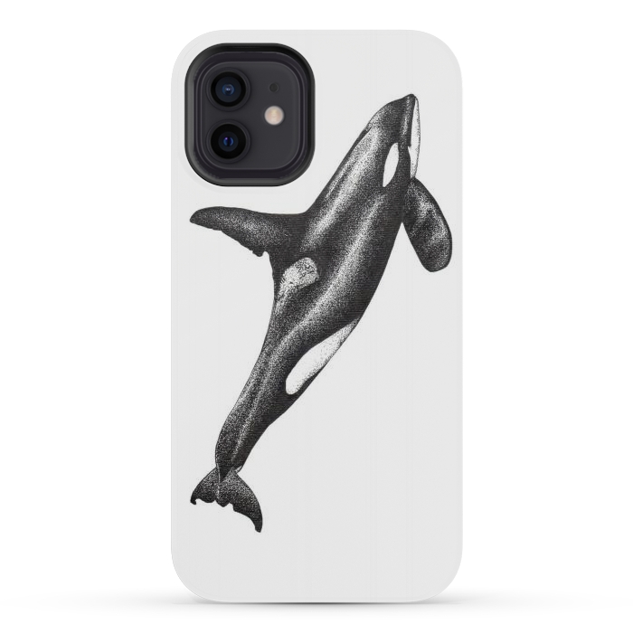 iPhone 12 mini StrongFit Orca killer whale ink art by Chloe Yzoard
