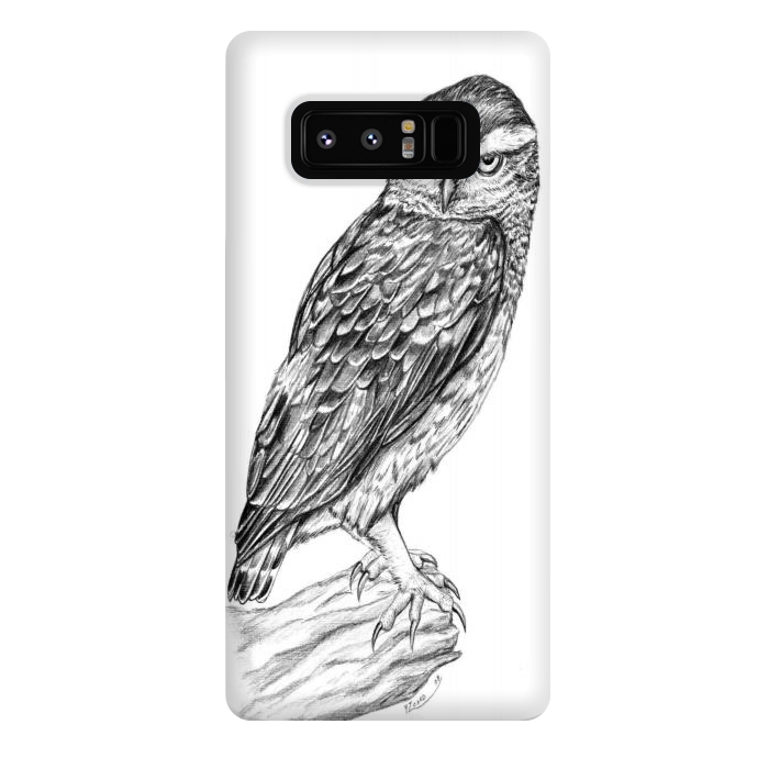 Galaxy Note 8 StrongFit Little owl Athene noctua pencil artwork by Chloe Yzoard