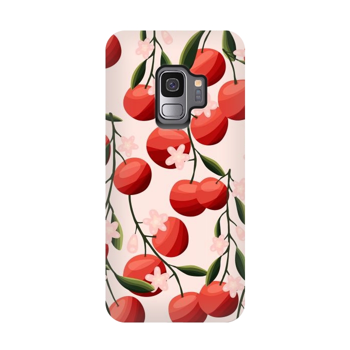 Galaxy S9 StrongFit Orange pattern, on pale pink by Jelena Obradovic