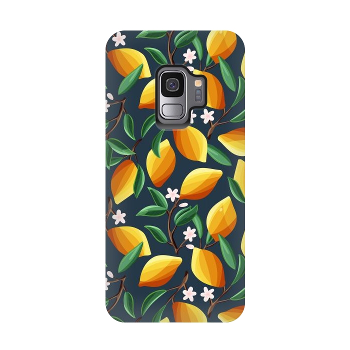 Galaxy S9 StrongFit Lemon pattern, on dark by Jelena Obradovic