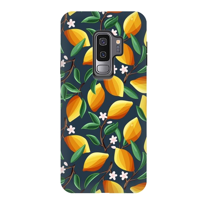Galaxy S9 plus StrongFit Lemon pattern, on dark by Jelena Obradovic