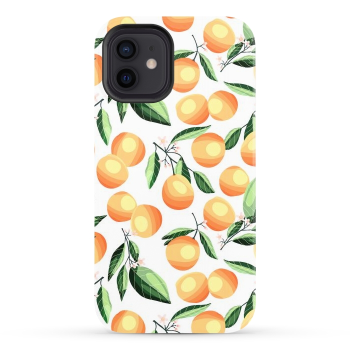 iPhone 12 StrongFit Orange pattern, on white by Jelena Obradovic