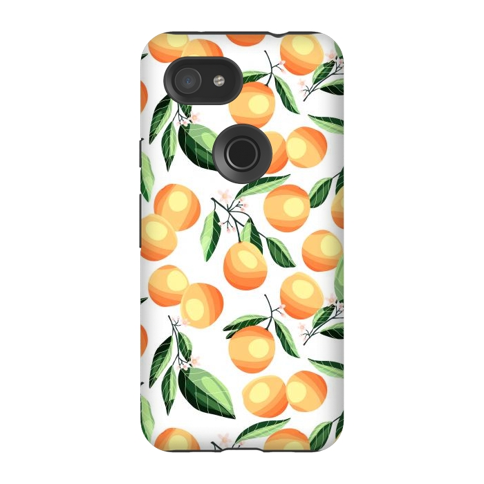 Pixel 3A StrongFit Orange pattern, on white by Jelena Obradovic