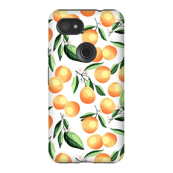 Pixel 3AXL StrongFit Orange pattern, on white by Jelena Obradovic