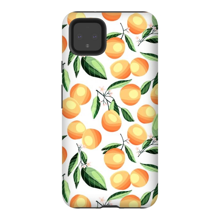 Pixel 4XL StrongFit Orange pattern, on white by Jelena Obradovic