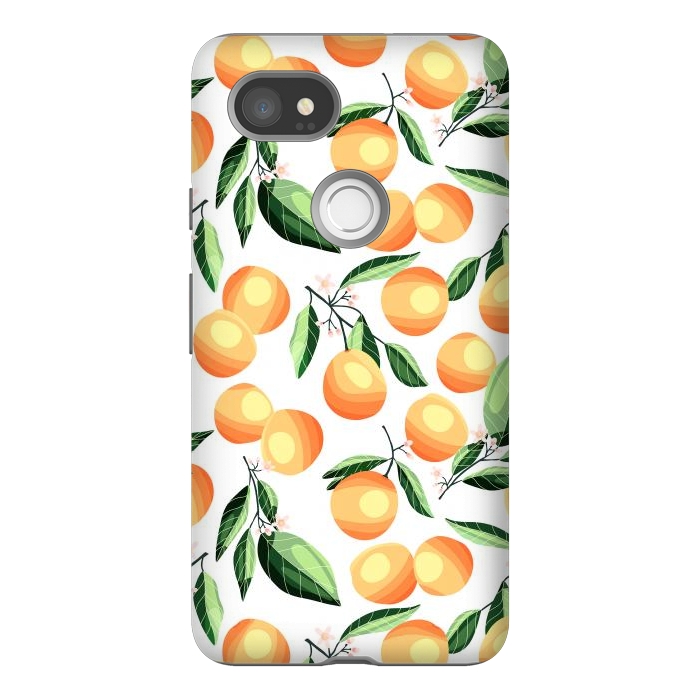 Pixel 2XL StrongFit Orange pattern, on white by Jelena Obradovic