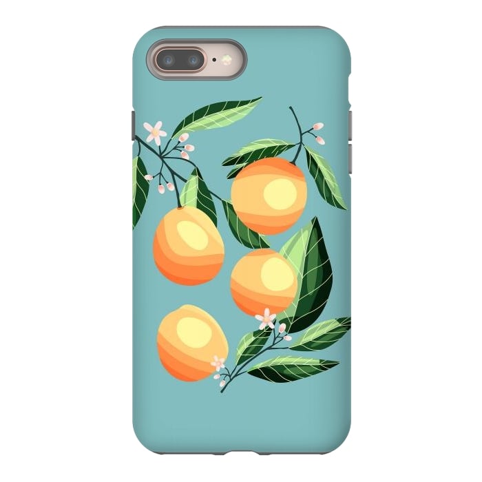 iPhone 7 plus StrongFit Peaches on blue by Jelena Obradovic