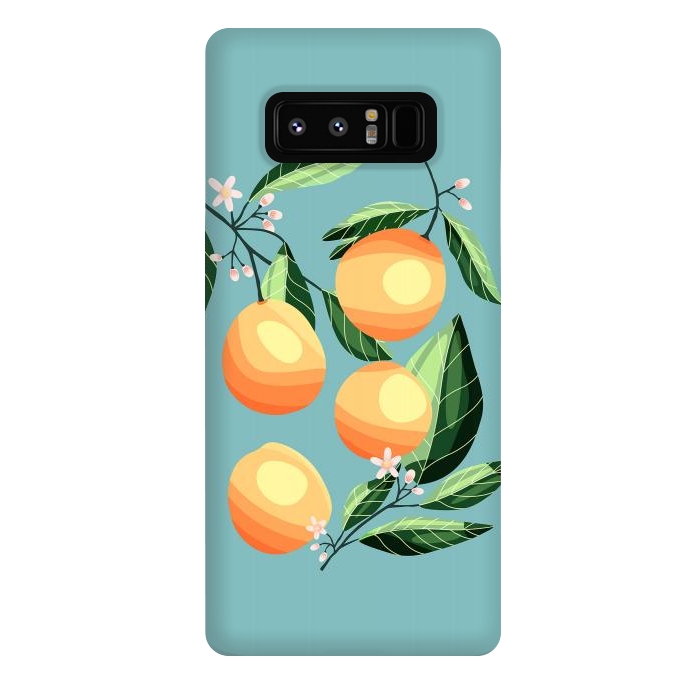 Galaxy Note 8 StrongFit Peaches on blue by Jelena Obradovic