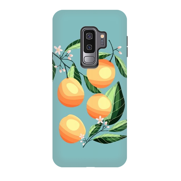 Galaxy S9 plus StrongFit Peaches on blue by Jelena Obradovic
