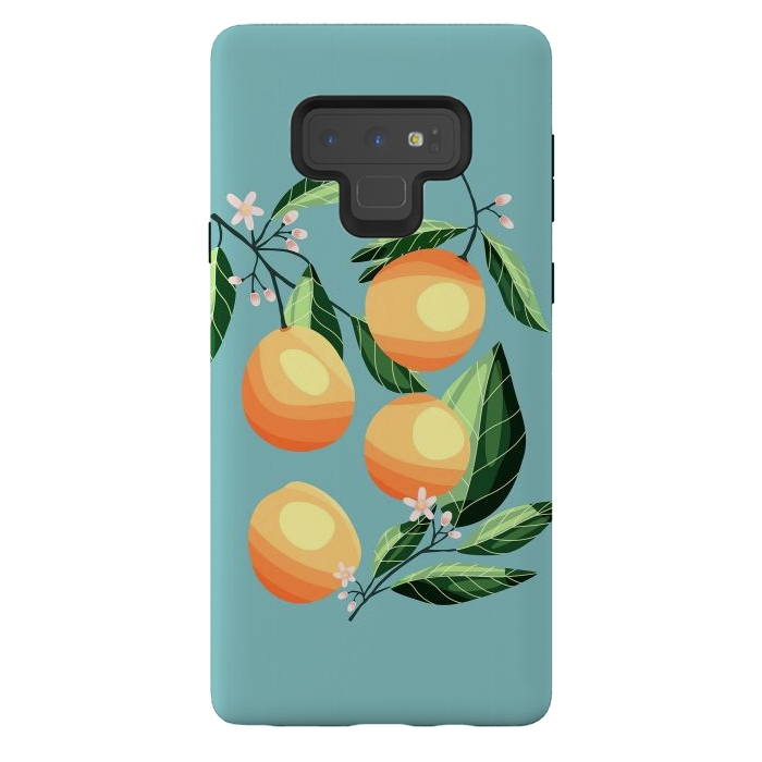 Galaxy Note 9 StrongFit Peaches on blue by Jelena Obradovic