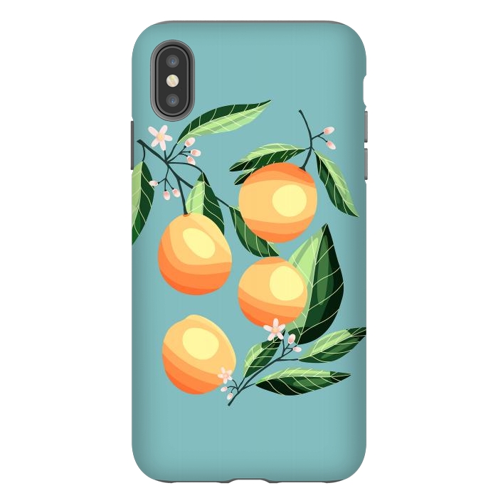 iPhone Xs Max StrongFit Peaches on blue by Jelena Obradovic
