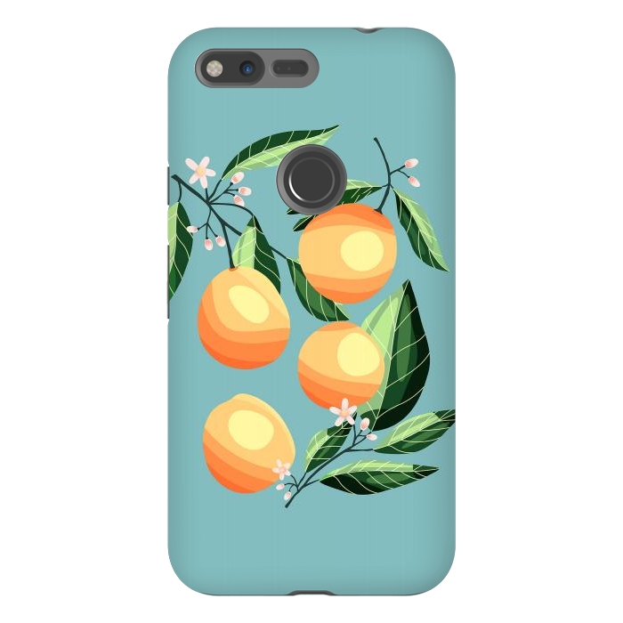Pixel XL StrongFit Peaches on blue by Jelena Obradovic