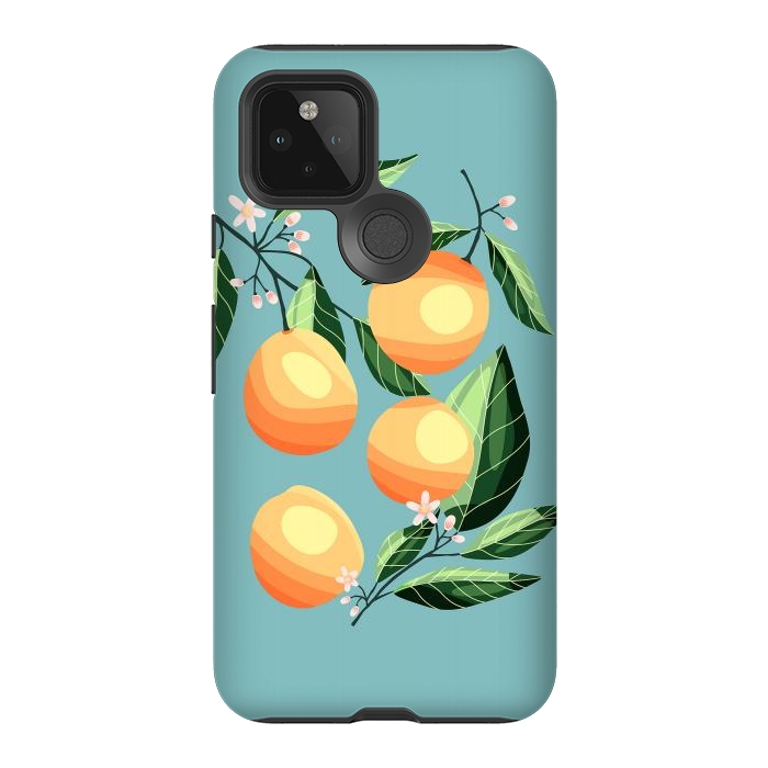Pixel 5 StrongFit Peaches on blue by Jelena Obradovic