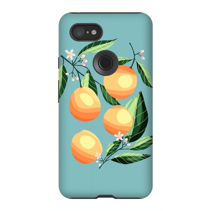Pixel 3XL StrongFit Peaches on blue by Jelena Obradovic