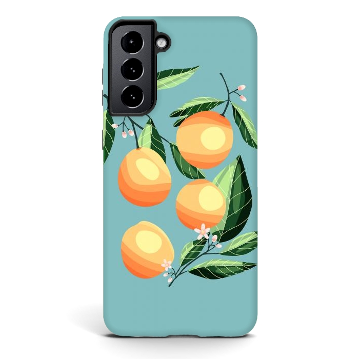 Galaxy S21 plus StrongFit Peaches on blue by Jelena Obradovic