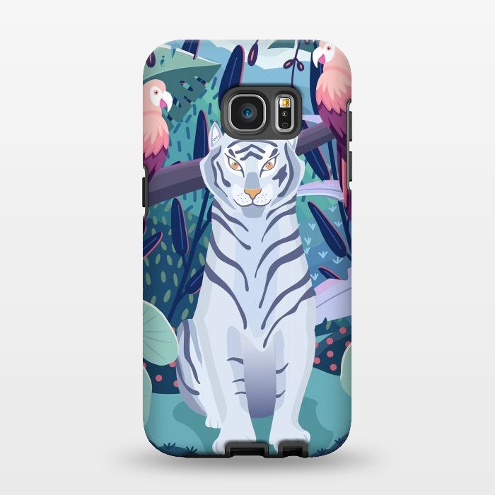 Galaxy S7 EDGE StrongFit Blue tiger and parrots by Jelena Obradovic