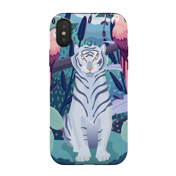iPhone Xs / X StrongFit Blue tiger and parrots by Jelena Obradovic
