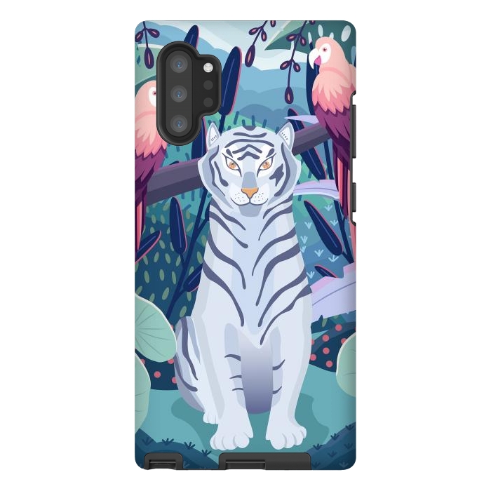Galaxy Note 10 plus StrongFit Blue tiger and parrots by Jelena Obradovic