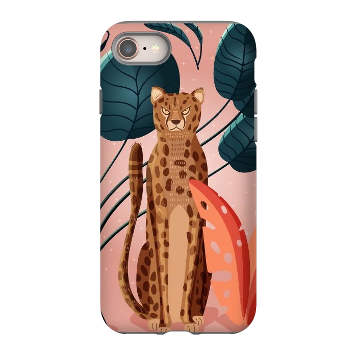 iPhone SE StrongFit Cheetah and palm leaves by Jelena Obradovic