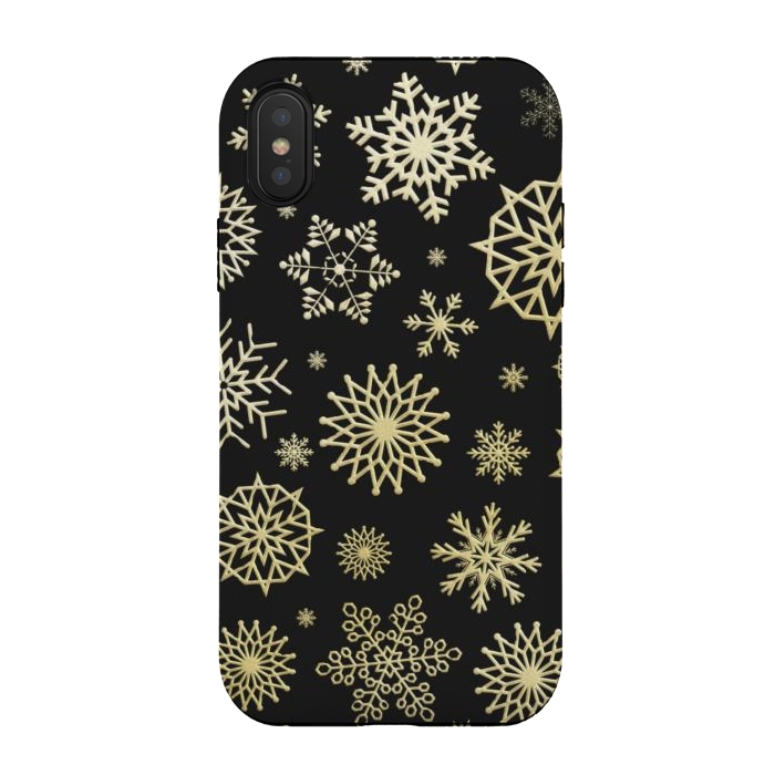 iPhone Xs / X StrongFit black gold snowflakes by haroulita
