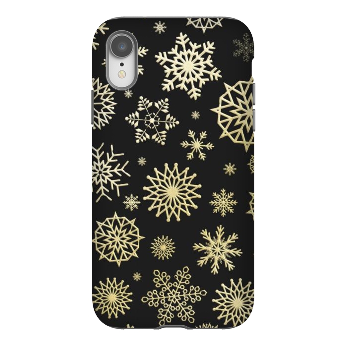 iPhone Xr StrongFit black gold snowflakes by haroulita