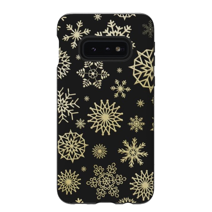 Galaxy S10e StrongFit black gold snowflakes by haroulita