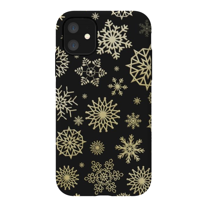 iPhone 11 StrongFit black gold snowflakes by haroulita