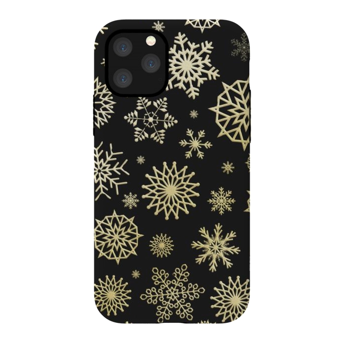 iPhone 11 Pro StrongFit black gold snowflakes by haroulita