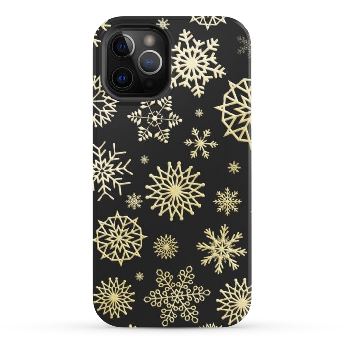 iPhone 12 Pro Max StrongFit black gold snowflakes by haroulita