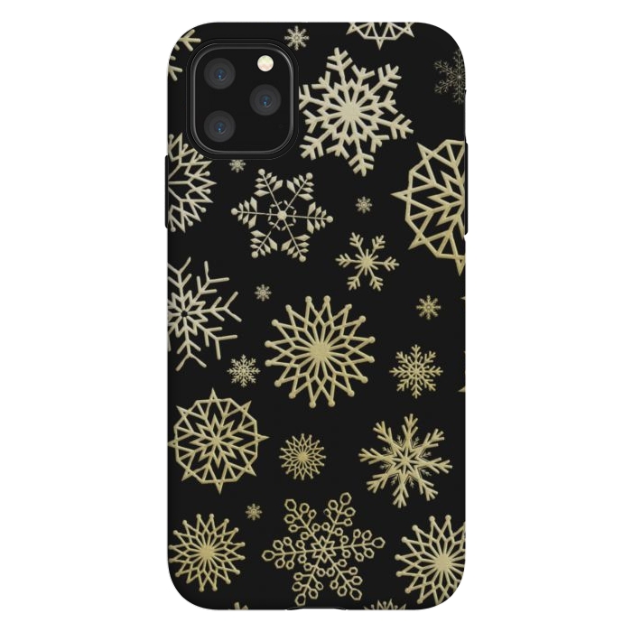 iPhone 11 Pro Max StrongFit black gold snowflakes by haroulita