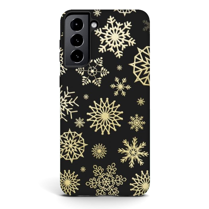 Galaxy S21 plus StrongFit black gold snowflakes by haroulita
