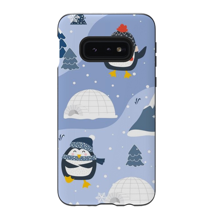 Galaxy S10e StrongFit winter happy penguins by haroulita