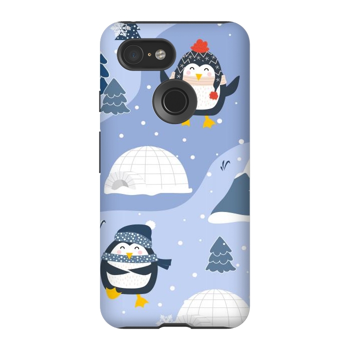 Pixel 3 StrongFit winter happy penguins by haroulita