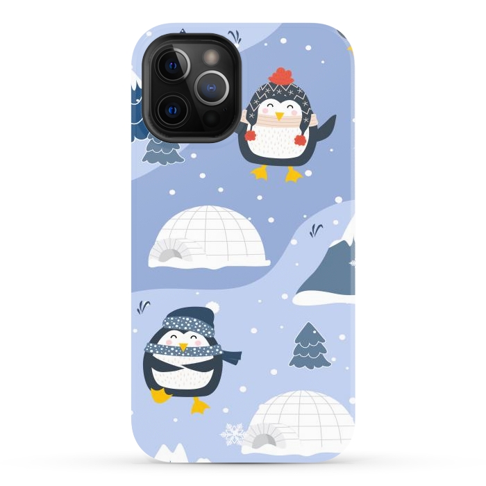 iPhone 12 Pro Max StrongFit winter happy penguins by haroulita