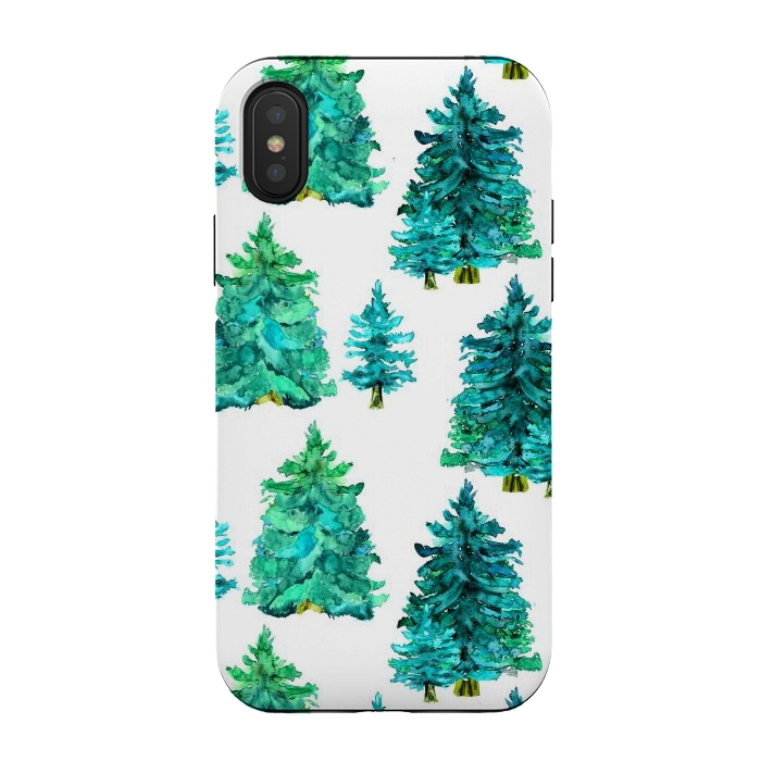 iPhone Xs / X StrongFit christmas winter trees by haroulita