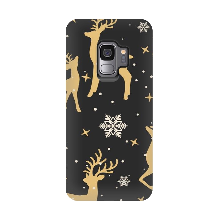 Galaxy S9 StrongFit gold deers xmas  by haroulita