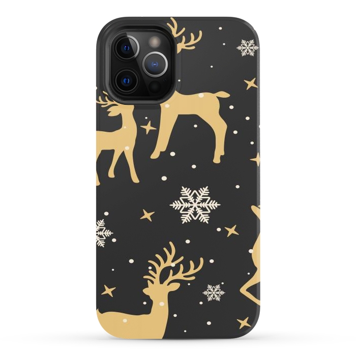 iPhone 12 Pro Max StrongFit gold deers xmas  by haroulita